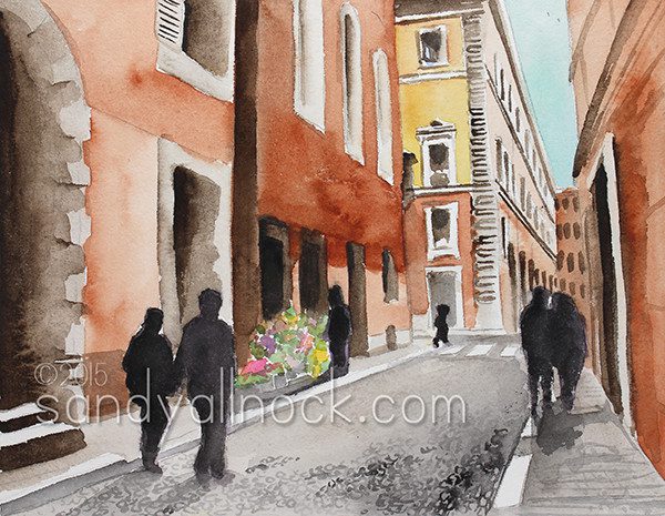 Sandy Allnock Rome Watercolor Paintings