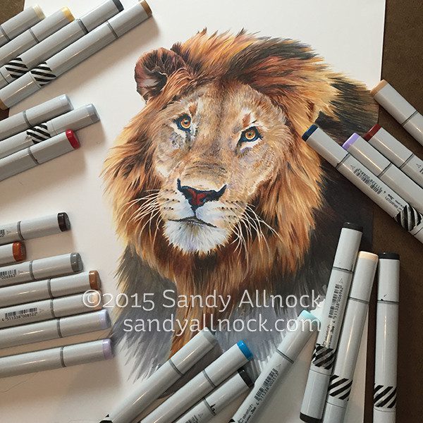 Sandy Allnock Lion with Copic Markers