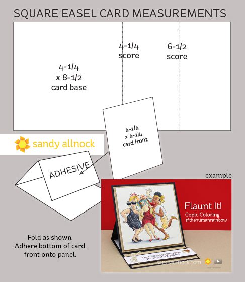 square easel card measurements