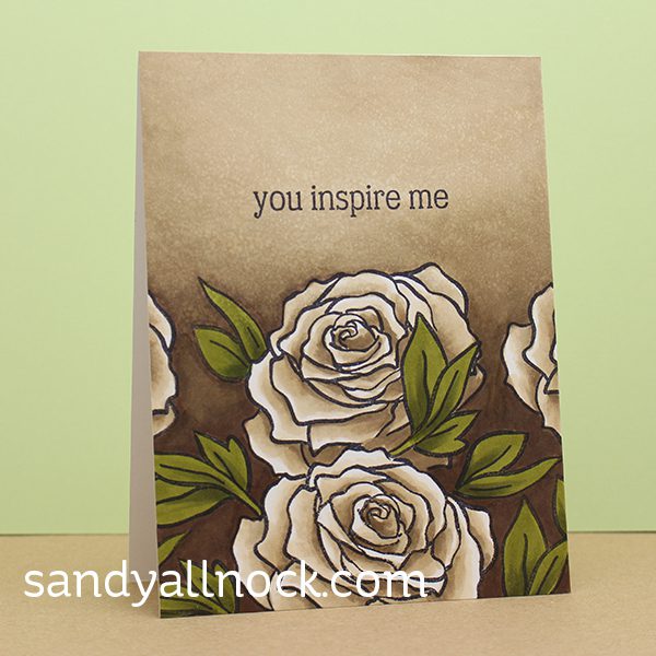 Sandy Allnock Antique Roses Copic Card