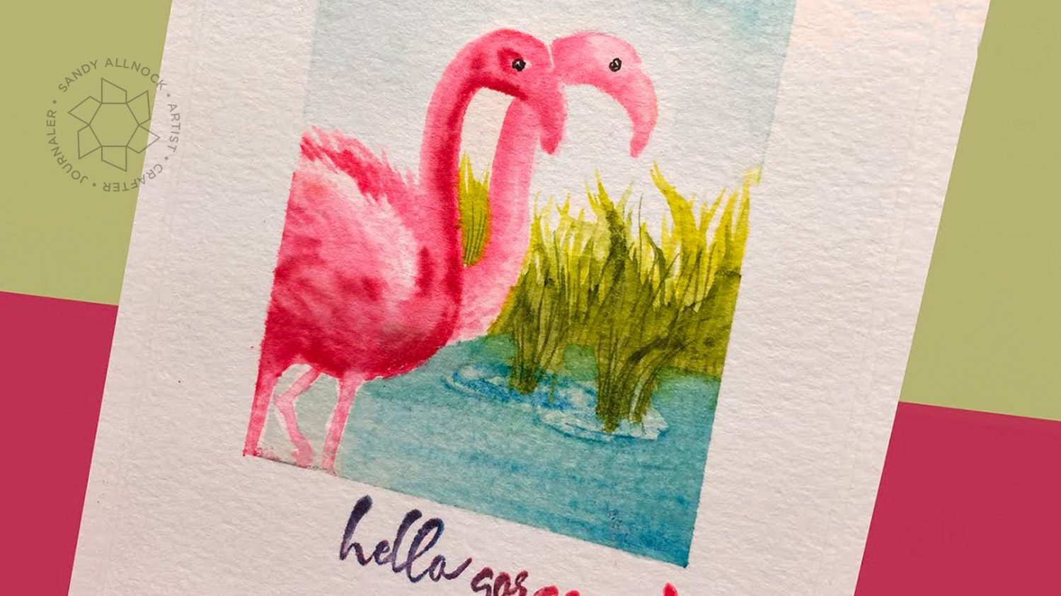 Layered Flamingo stamps in distress inks