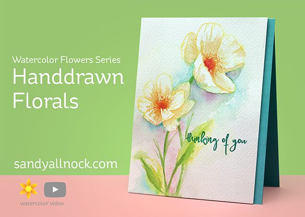 Handdrawn Florals Watercolor Card by Sandy Allnock