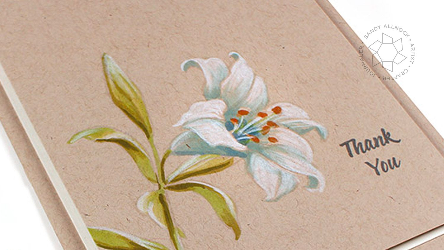 Clean and simple floral card in colored pencil and Copic