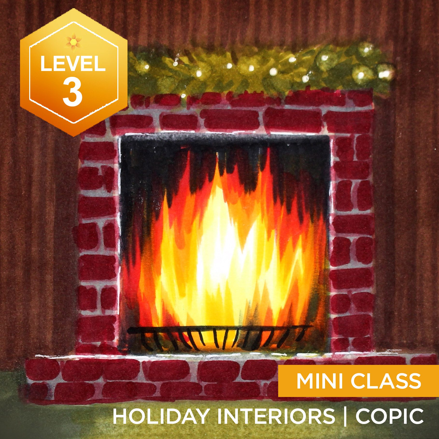 Mini holiday interiors copic