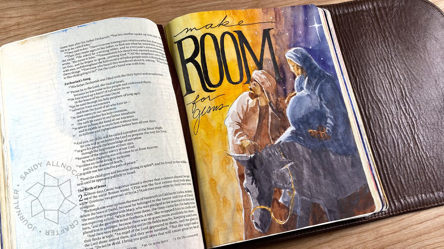 Arriving at the inn: Christmas Bible Journaling
