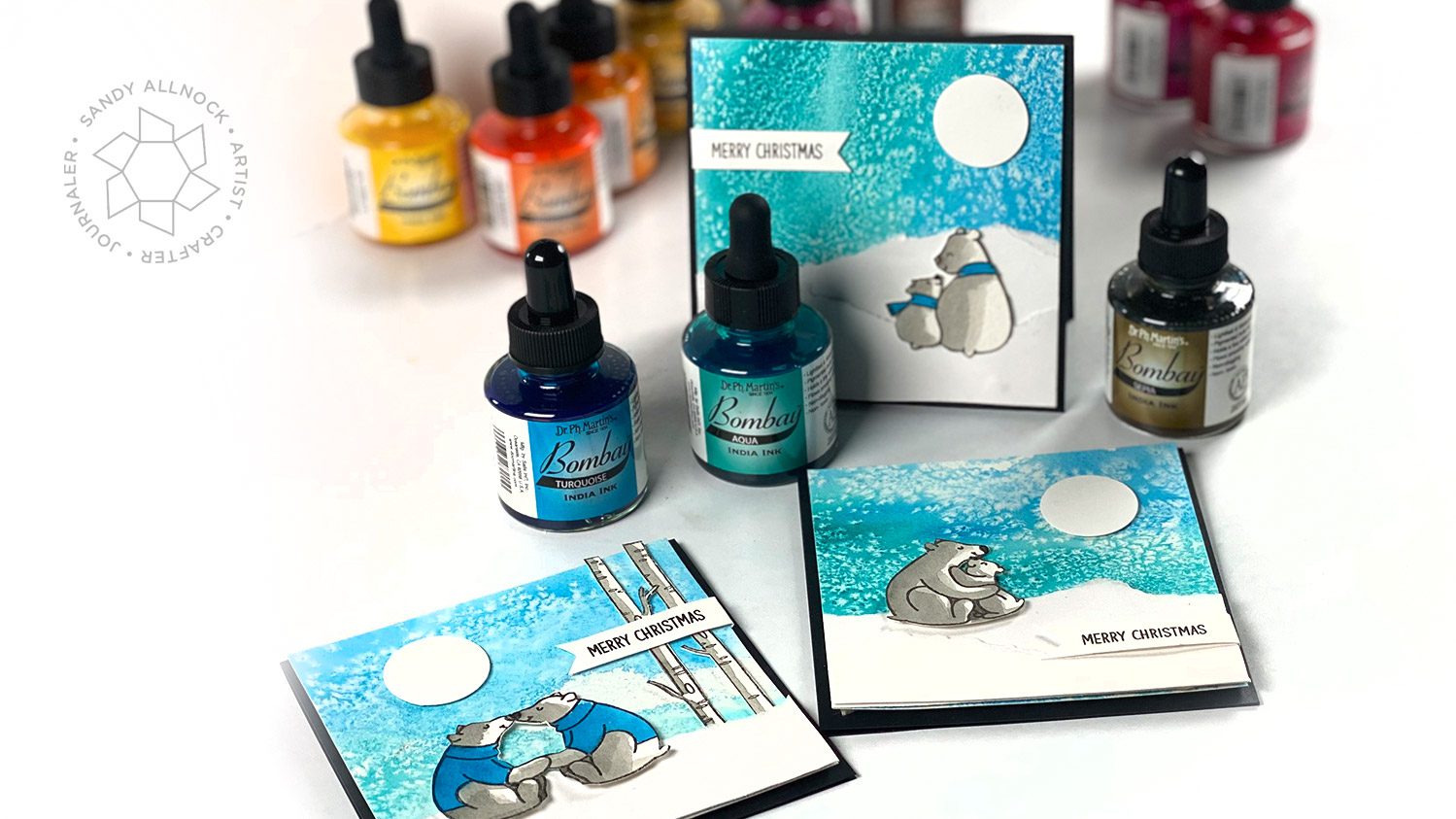 Snowy Skies with India Inks and salt