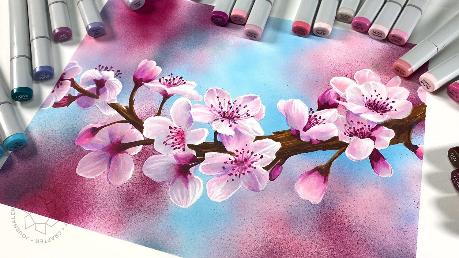 Copic Cherry Blossom Branch (part 2)