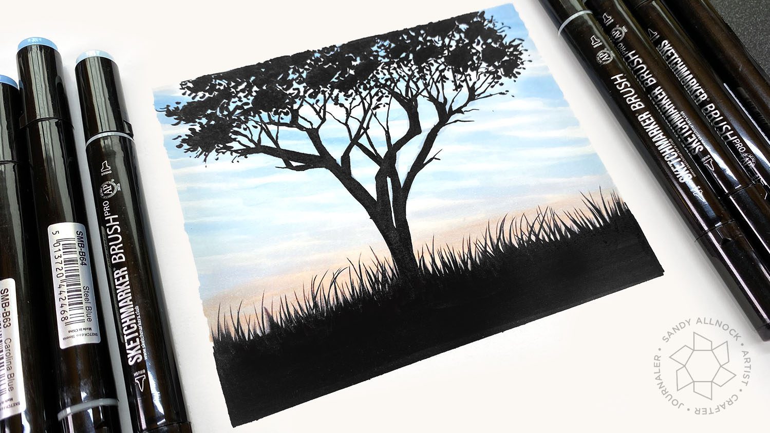 Tree silhouette over dusk sky (and little Sketchmarker update)