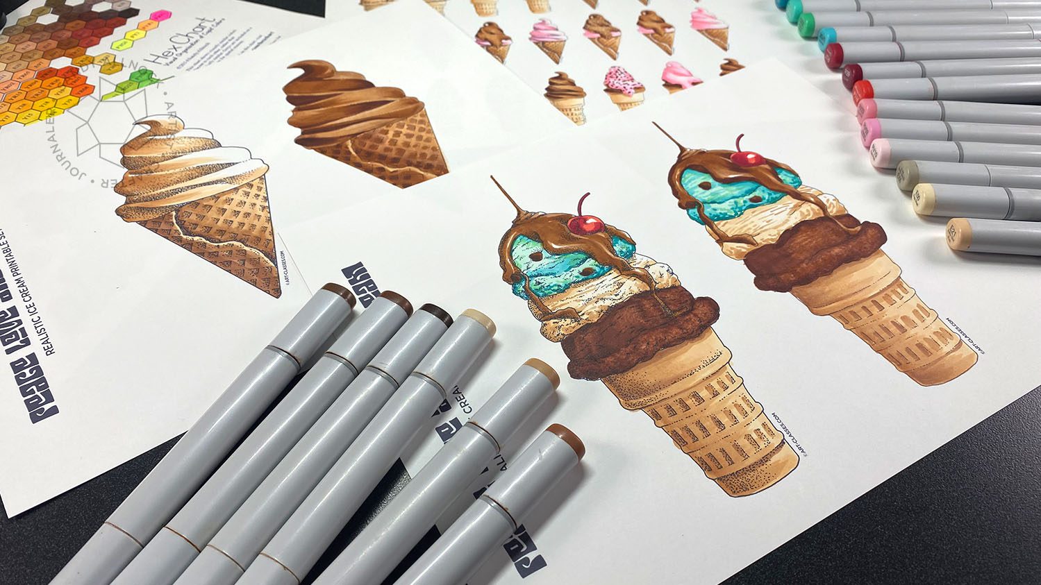 Coloring Realistic Ice Cream Cones