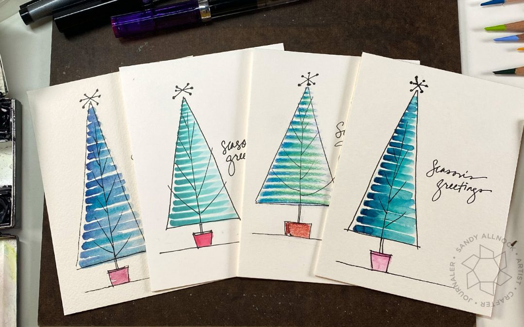 CLEAN and SIMPLE Holiday Trees – in 4 mediums!