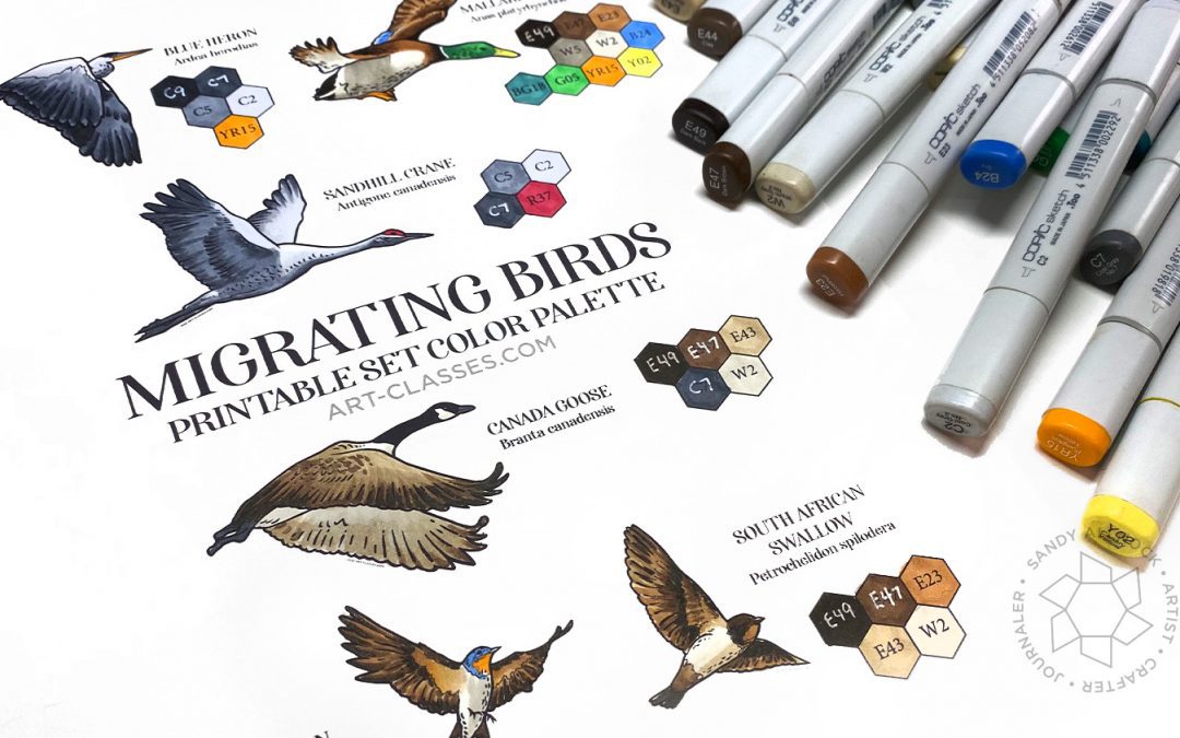 Clean and Simple Design for Cardmakers + Copic Coloring Migrating Birds