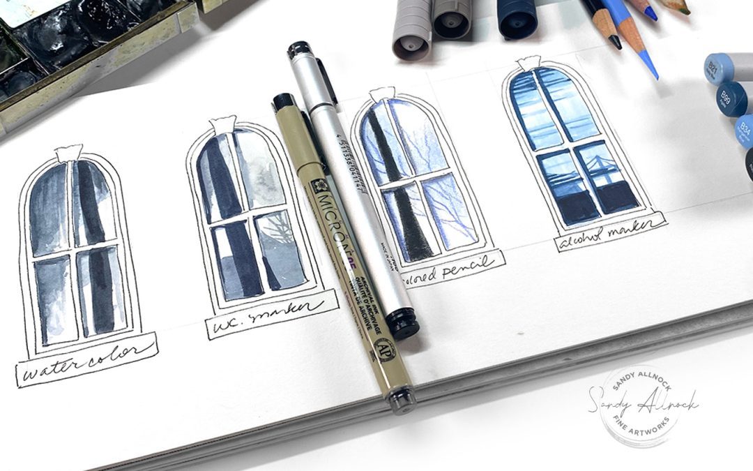 Draw and paint reflective windows – 4 mediums (and a freebie!)