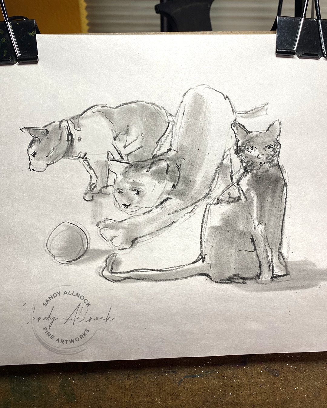 Sandy Allnock 2Minute Gesture Drawings cats4