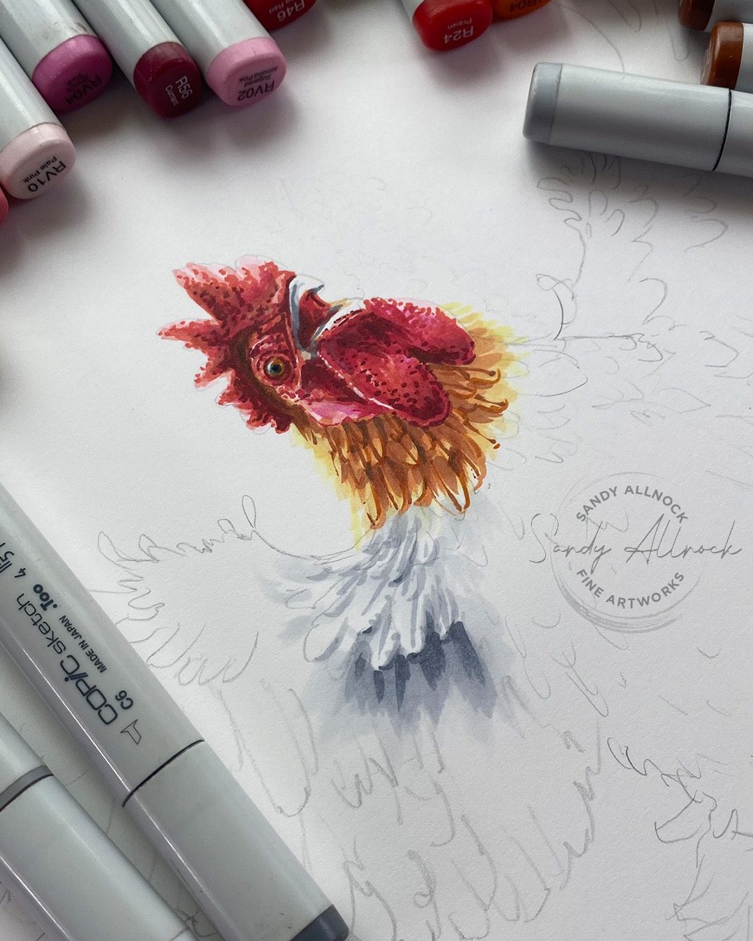 Sandy Allnock Copic Feathering 1