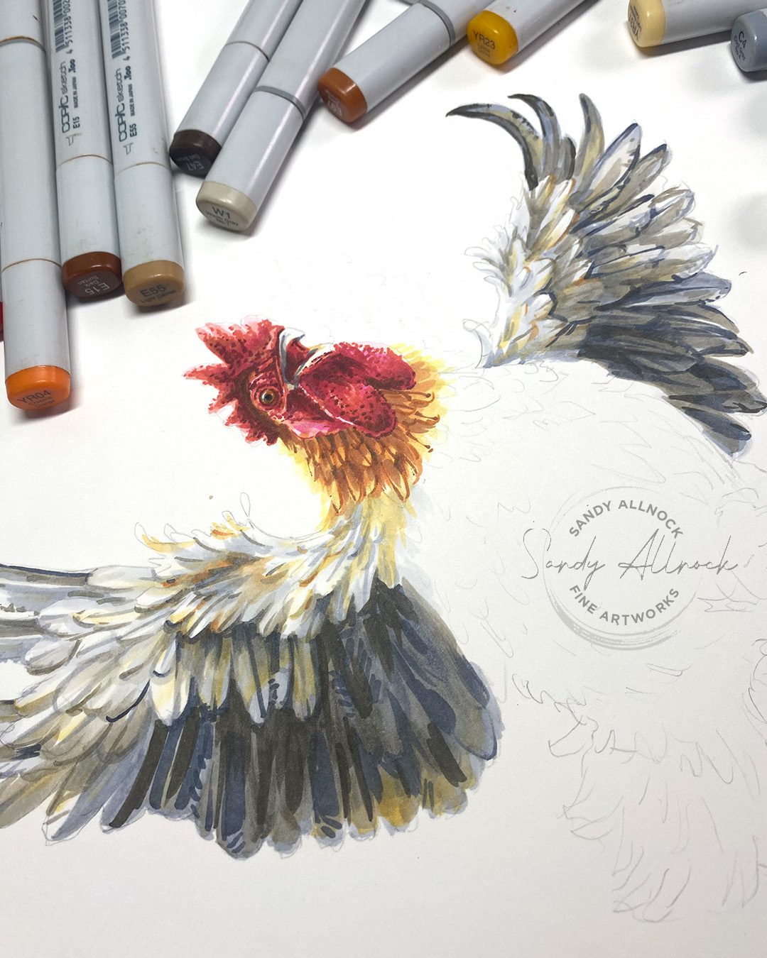 Sandy Allnock Copic Feathering 3