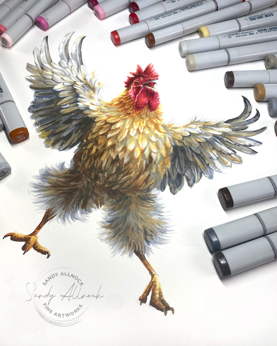 Sandy Allnock Copic Feathering 5