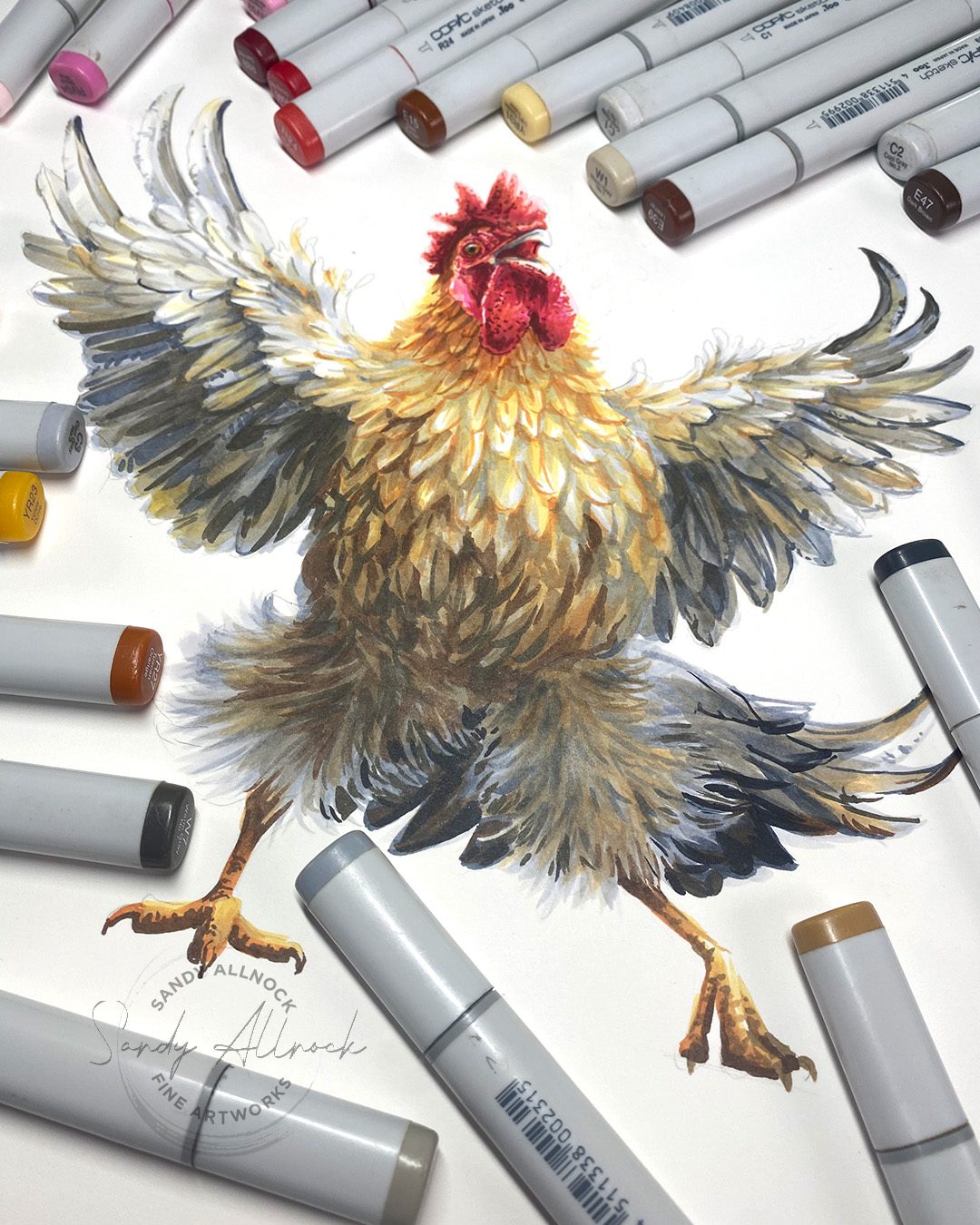 Sandy Allnock Copic Feathering 6