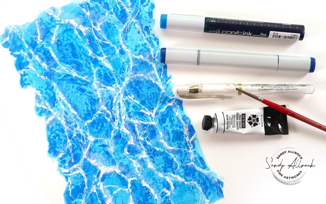 HOW TO DRAW REFLECTIVE WATER | alcohol markers