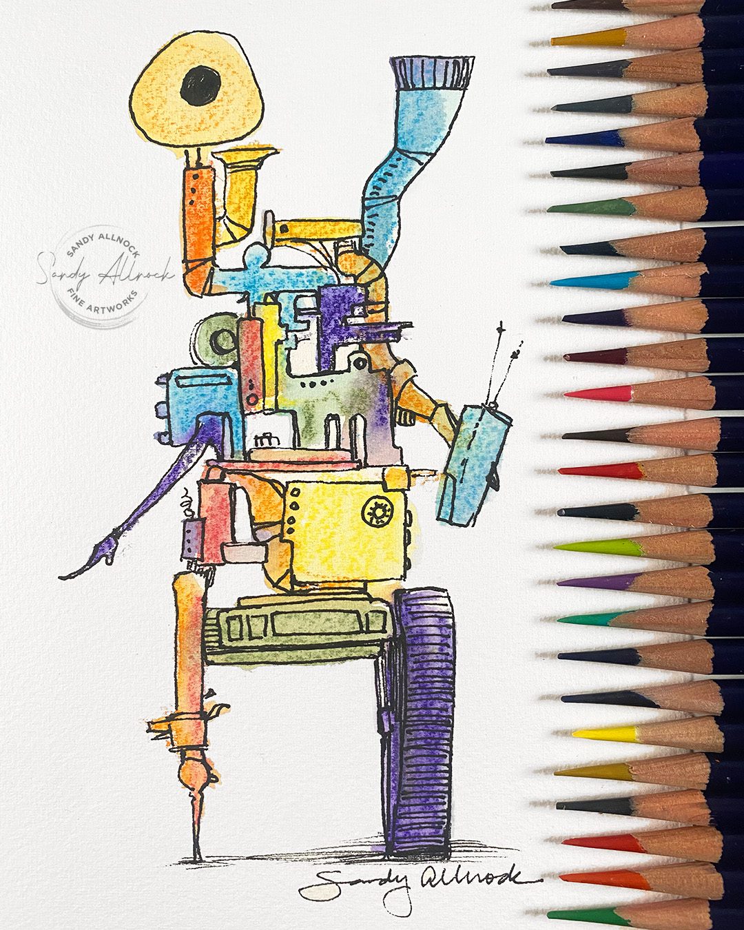 Sandy Allnock how to draw a robot 1c