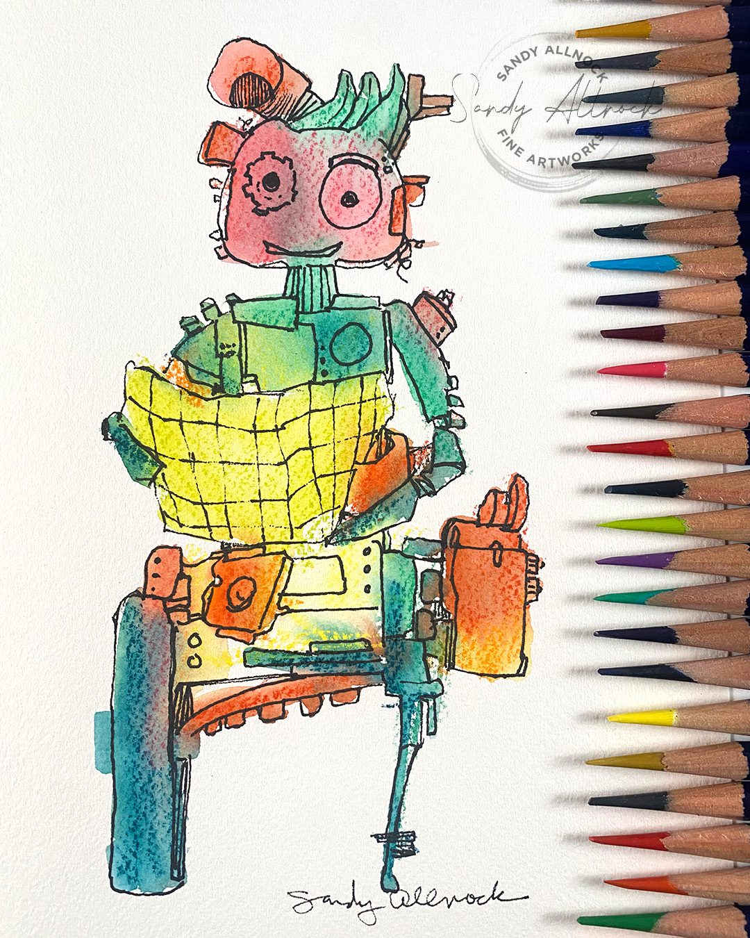 Sandy Allnock how to draw a robot 3