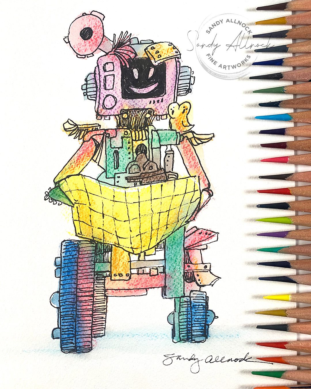 Sandy Allnock how to draw a robot 4